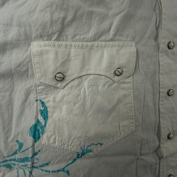Ariat Long Sleeve Pearl Snap Up Outdoors 2XL White Blue Floral Print Western - Picture 11 of 15
